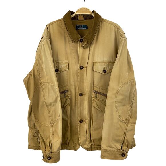 Vintage Polo Ralph Lauren Men Barn Chore Field Hunting Coat Jacket XL Tan Canvas - Picture 3 of 11